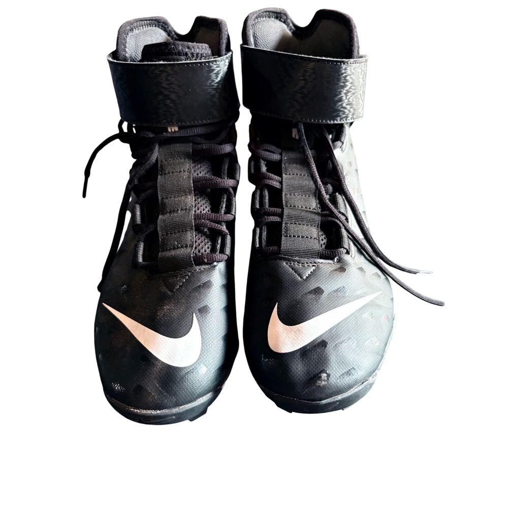 Nike Alpha Menace Shark 2 Football Cleats Black White High Top FastFlex Mens